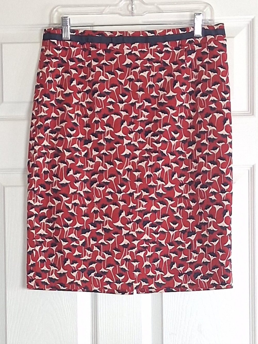 Boden Red Multicolor Floral Print Knee Lenght Pencil Skirt